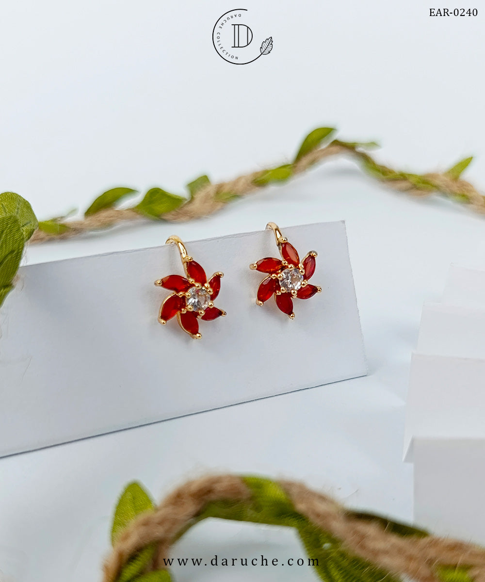 Ruby Floral Stud Earrings
