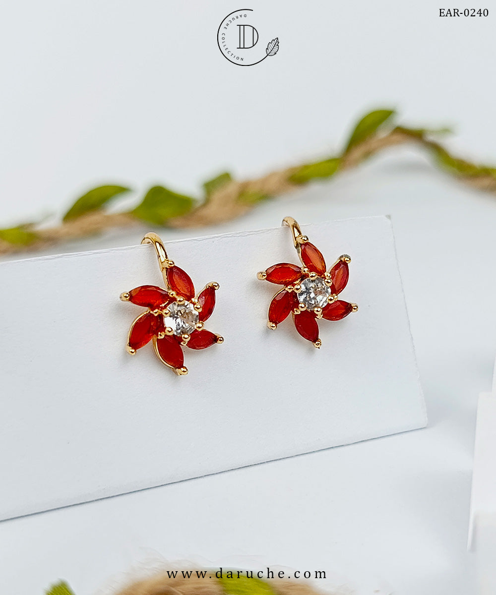 Ruby Floral Stud Earrings
