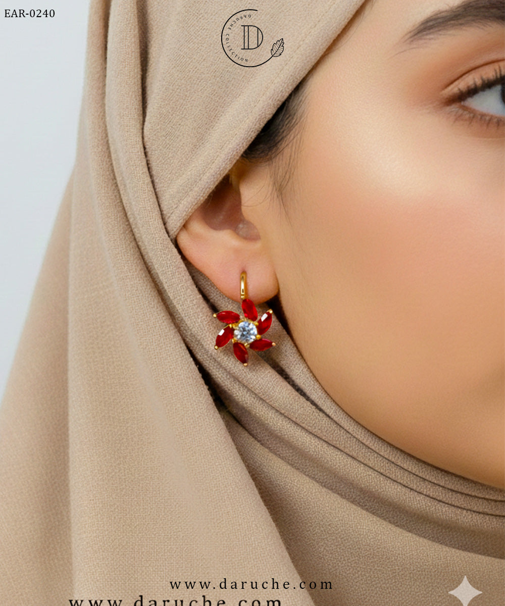 Ruby Floral Stud Earrings