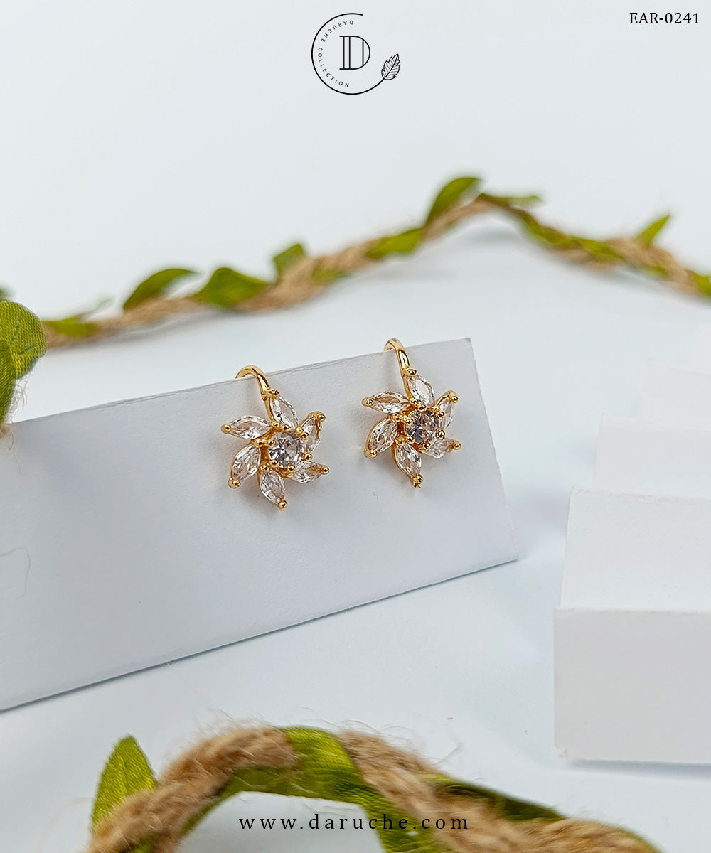 White Floral Stud Earrings