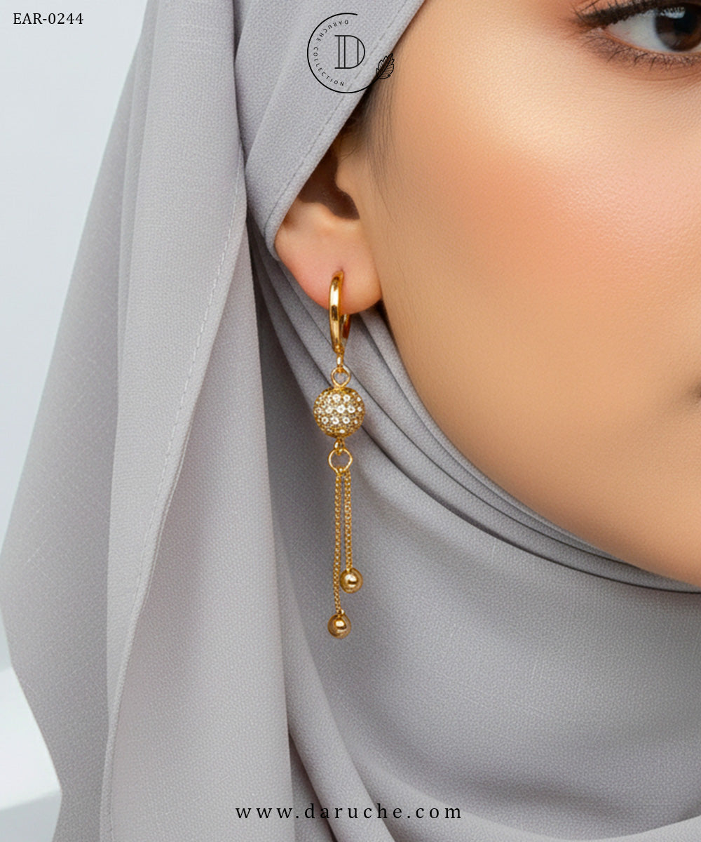 Stunning Golden Zircon Ball Earrings