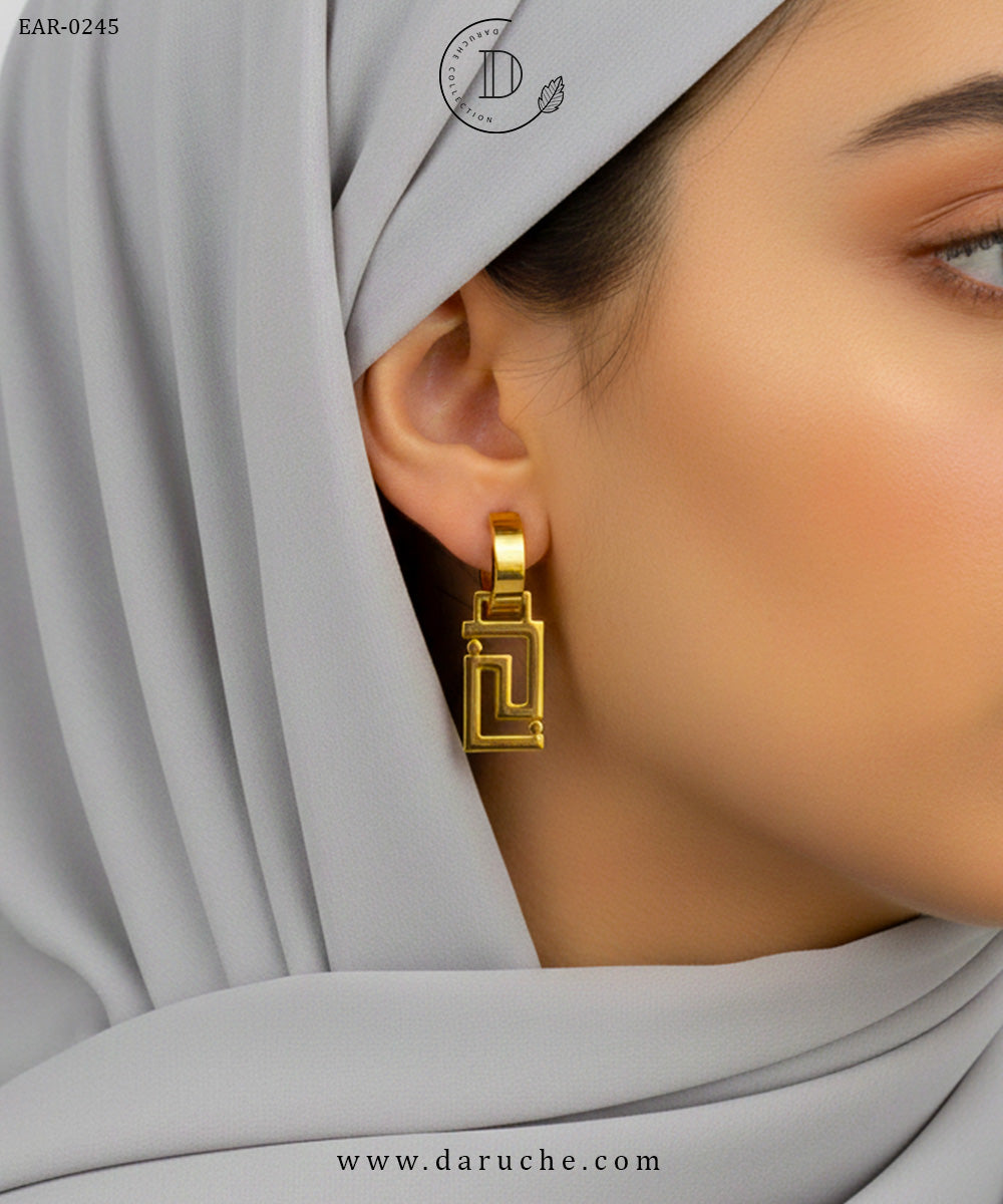 Golden Maze Drop Earrings