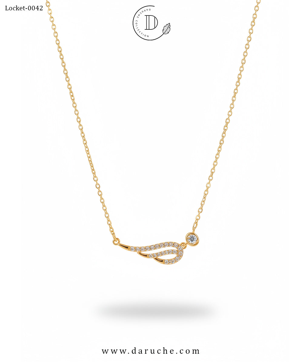 Elegant Leaf Zircon Locket