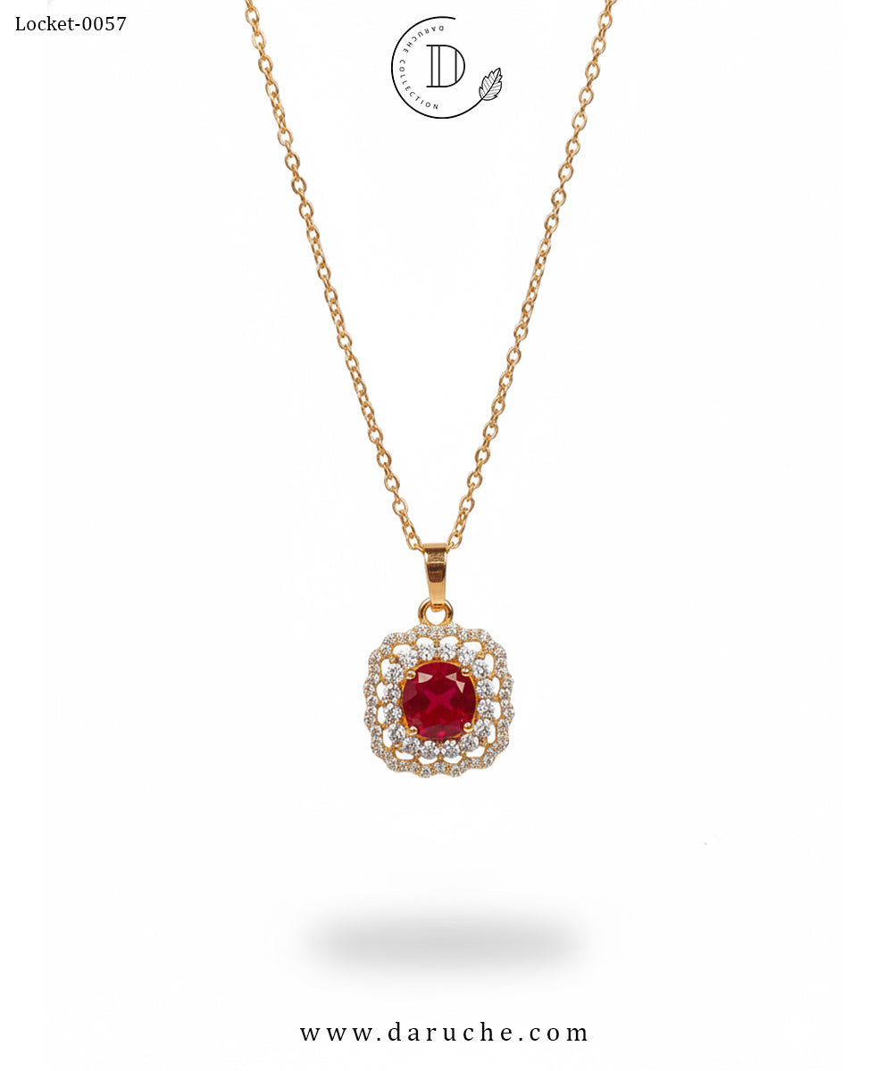 Classic Maroon Zircon Locket