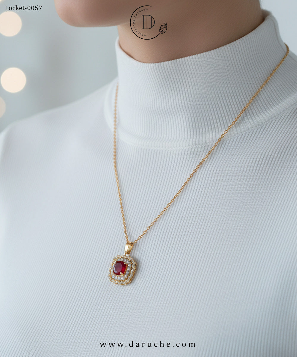 Classic Maroon Zircon Locket