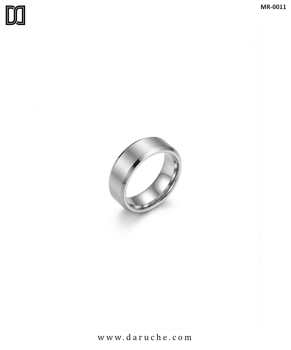 Onyx Edge Silver Band Ring