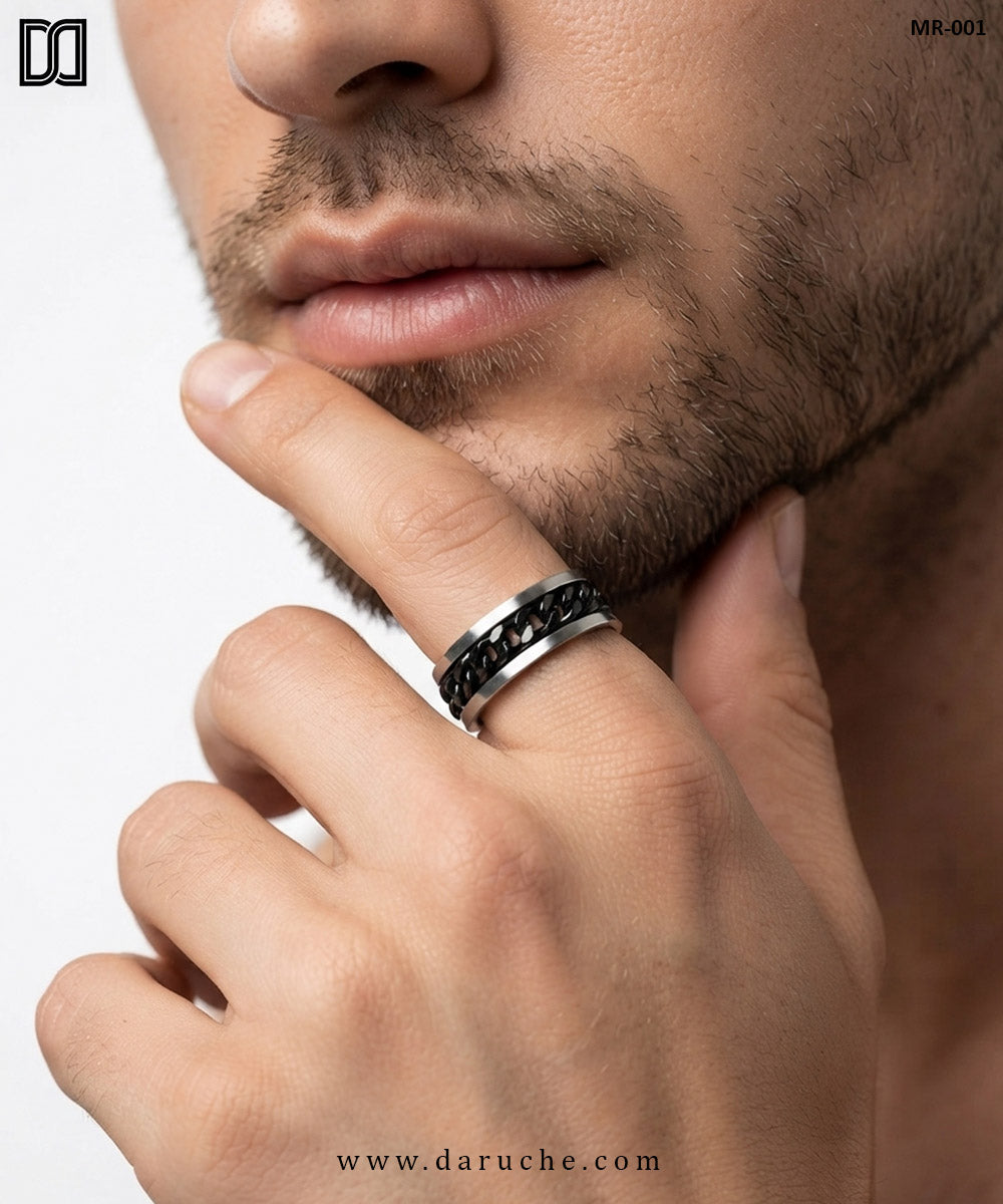 Silver Chain Spinner Ring