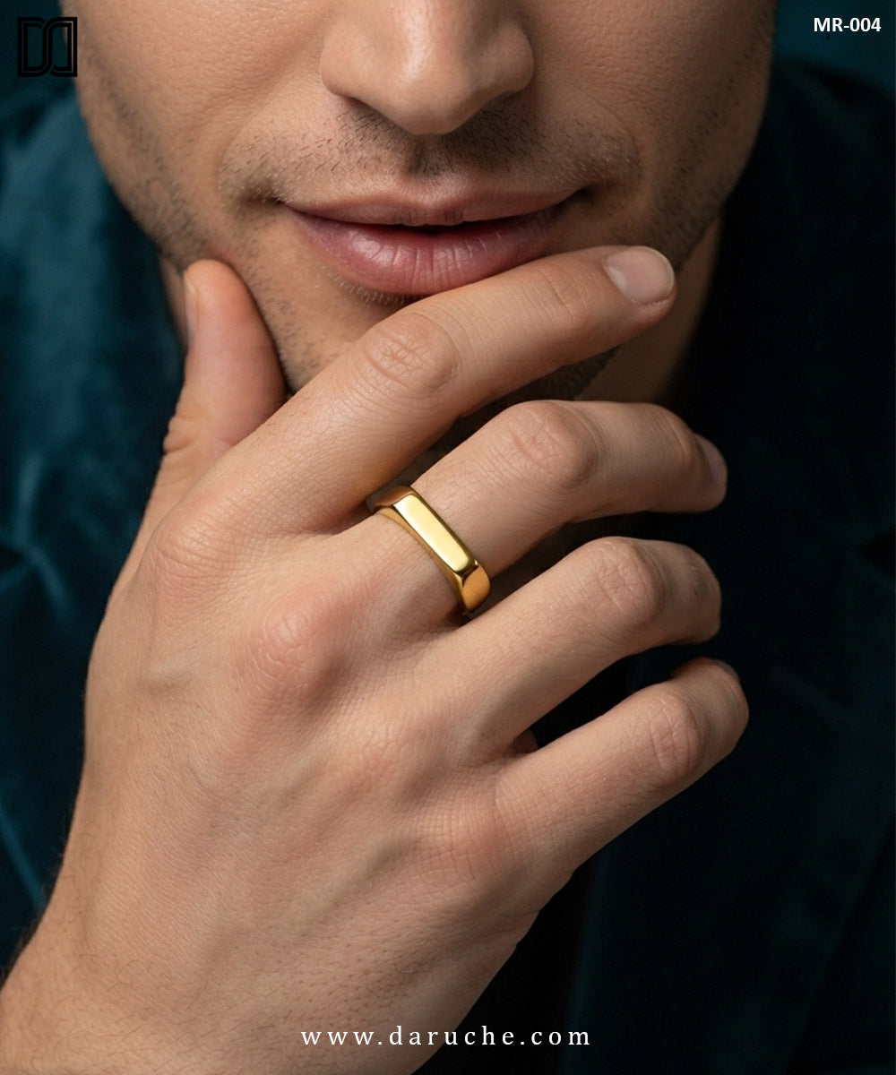 Gold Bar Signet Ring