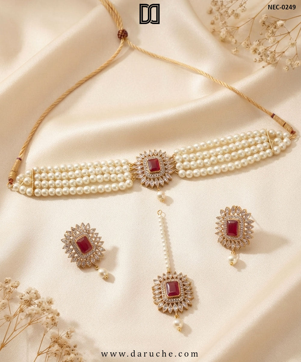 Viviane Garnet Zircon Necklace Set