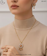 Gold Plated Champagne & White Zircon Stone Necklace Set