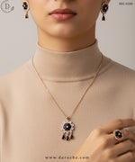 Gold Plated Black & White Zircon Stone Necklace Set