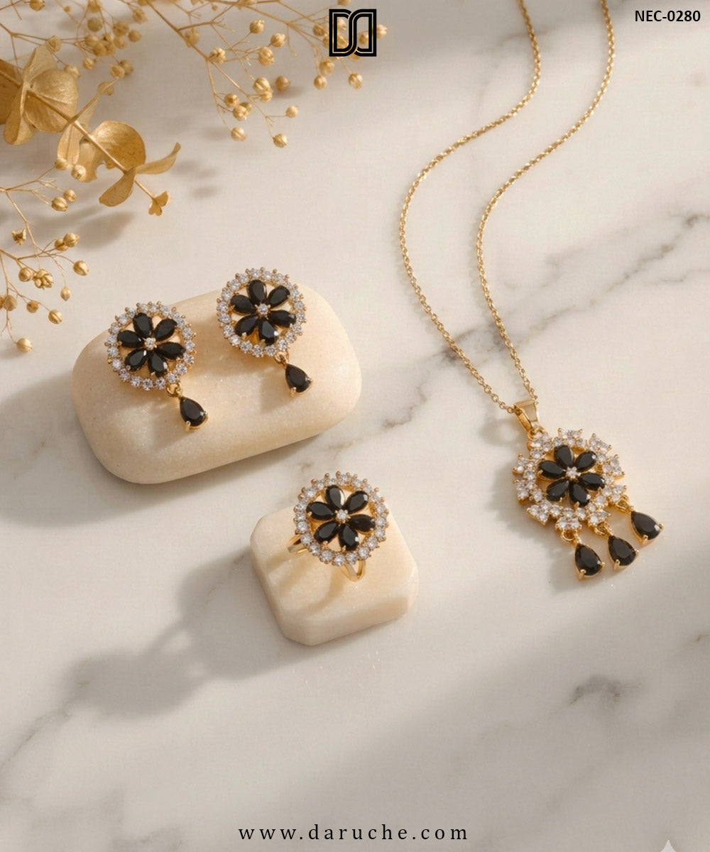Josephine Onyx Zircon Necklace Set