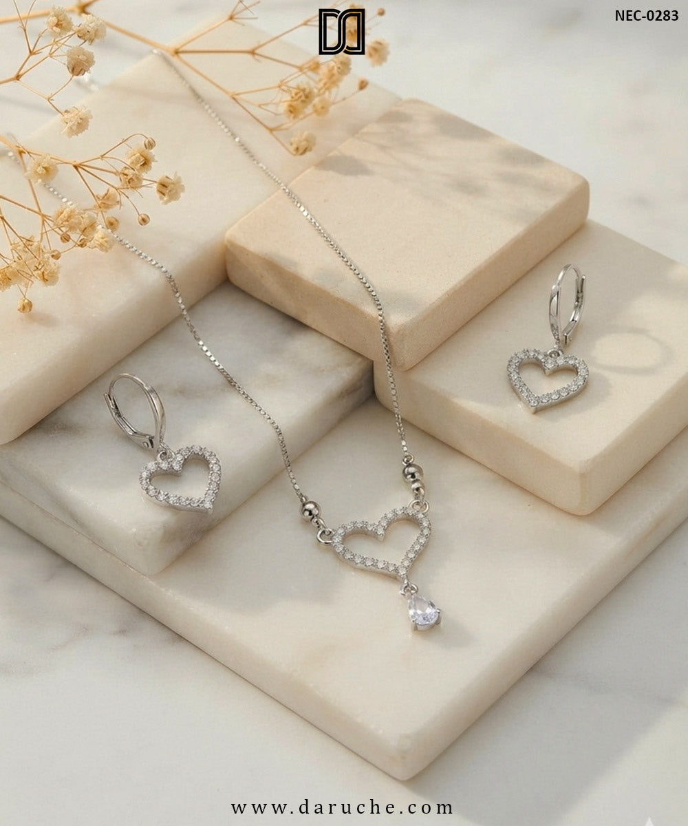 Lucienne Silver Heart Necklace Set