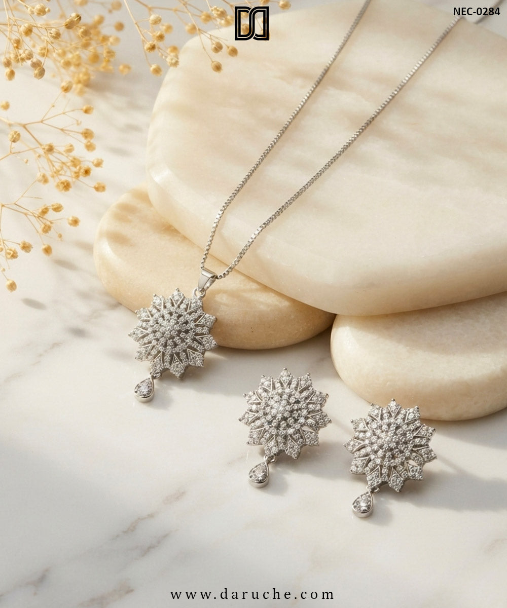Marcelline Silver Zircon Necklace Set