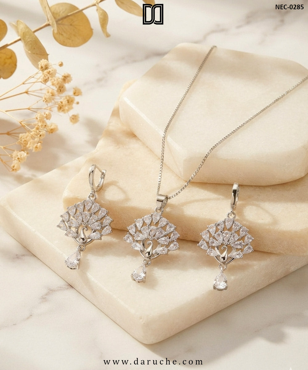 Nicolette Silver Zircon Necklace Set