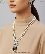 Gold Plated Black & White Zircon Stone Necklace Set