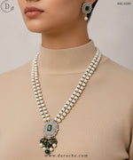 Gold Plated Green & White Zircon Stone Necklace Set