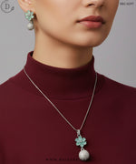 Sparkle Aqua American Diamond Necklace Set