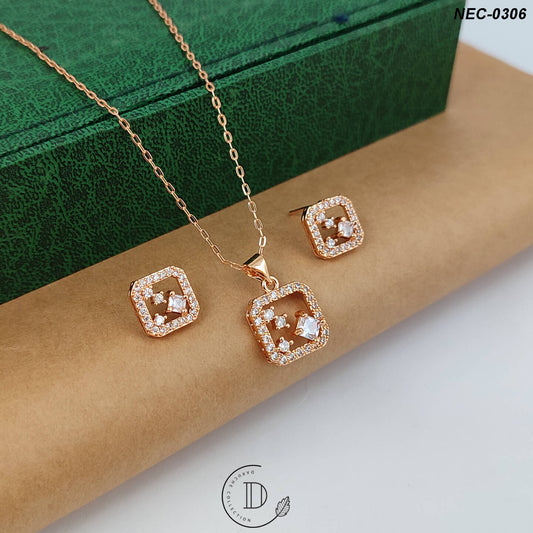 Elegant Gold Plated Zircon stone Necklace Set