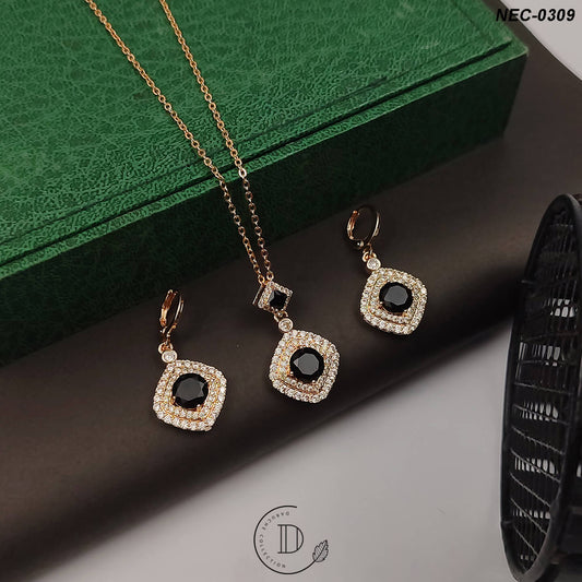 Elegant Gold Plated Zircon Stone Necklace Set