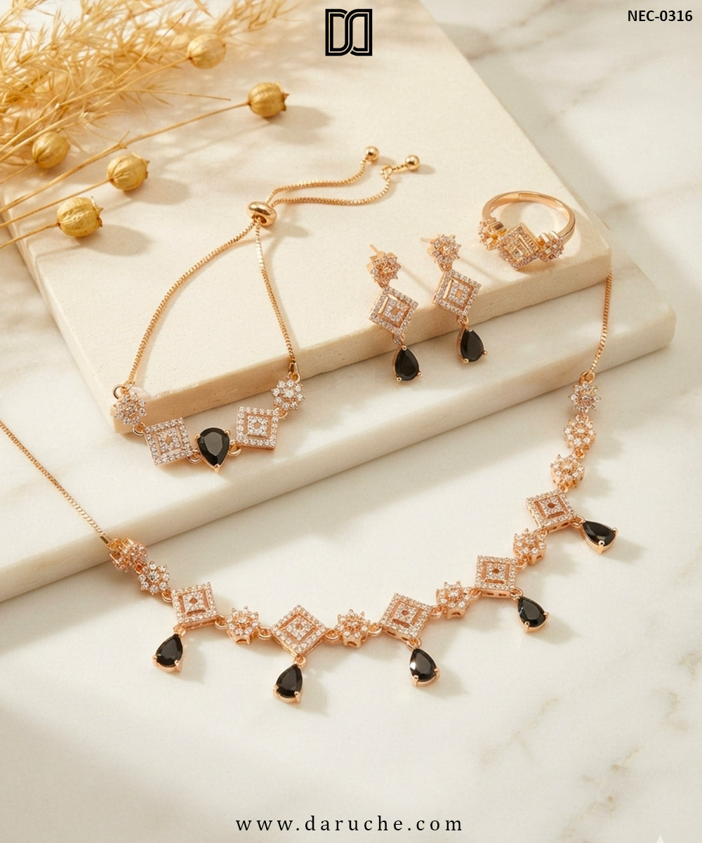 Theodosia Gold Zircon Necklace Set
