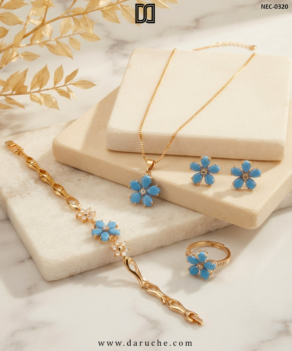 Yasminda Gold Floral Necklace Set