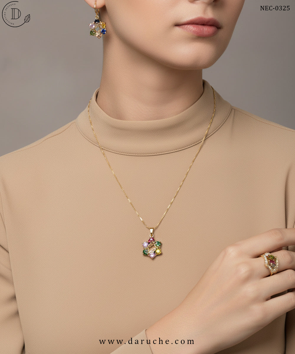 Multi Flower Necklace Set