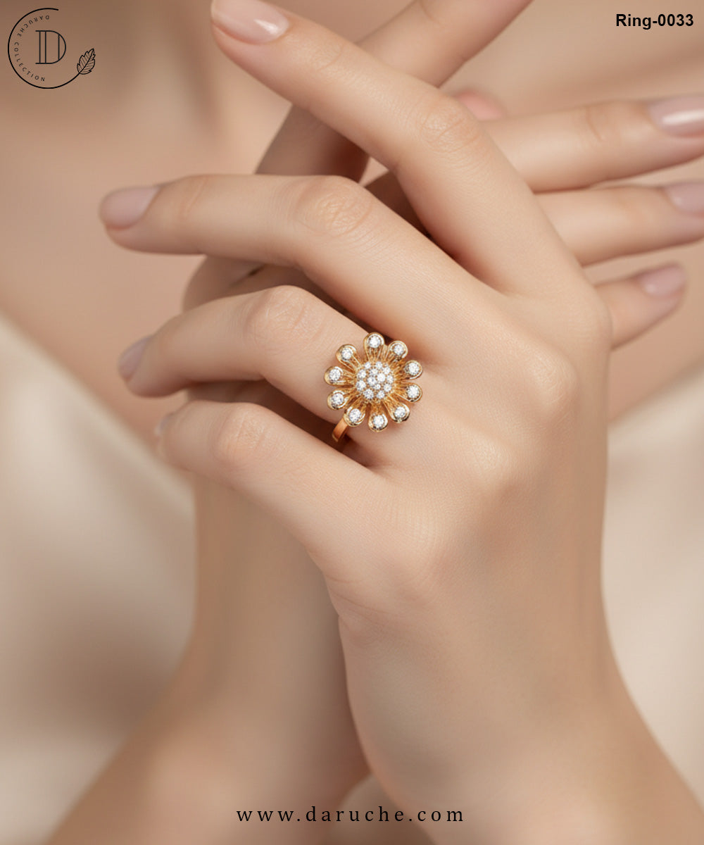 Flower Zircon Stone Ring