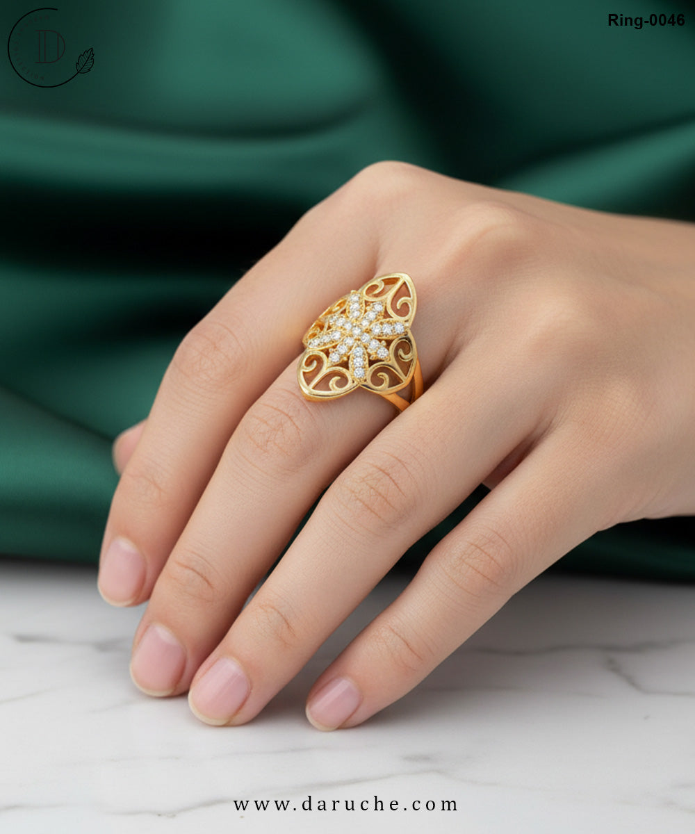 Marquise Golden Zircon Stone Ring