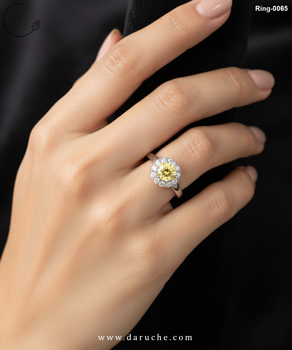 Yellow American Diamond Adjustable Ring