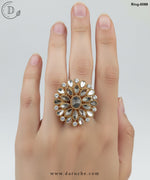 Floral Kundan Adjustable Ring