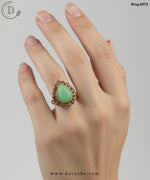 Gold Plated Mint Green Gemstone Adjustable Finger Ring