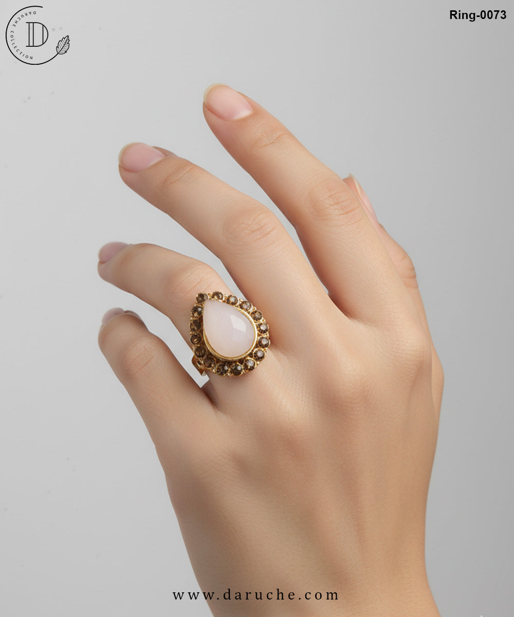 Leaf Pink Adjustable Ring