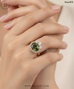 Solitare Green Zirconia Adjustable Ring