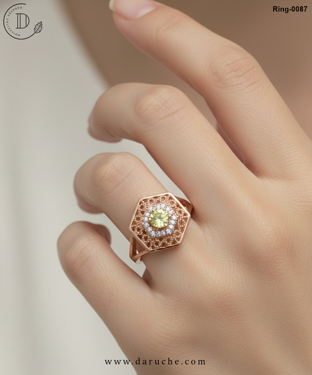 Signature Green Stone Adjustable Finger Ring