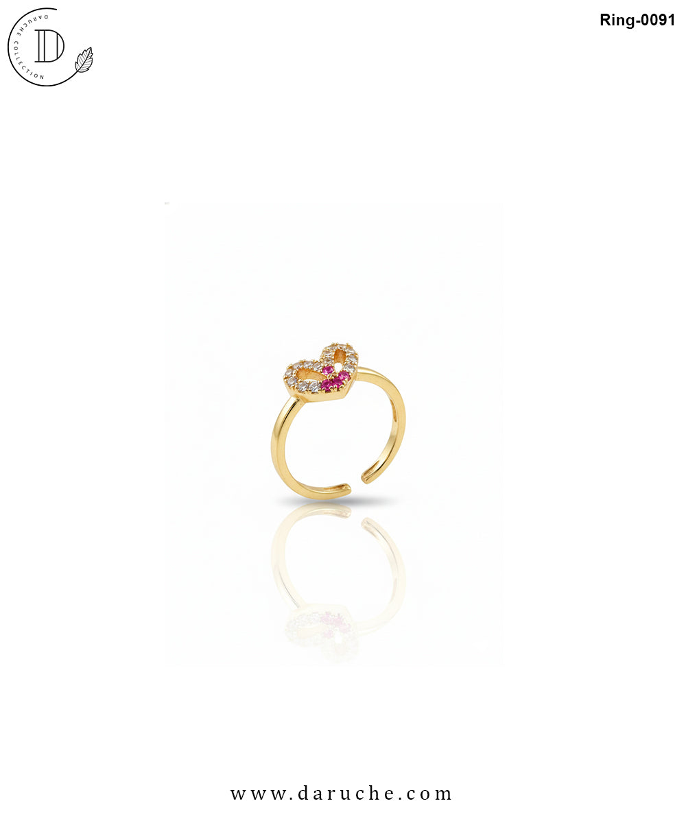 Heart Zirconia Adjustable Ring