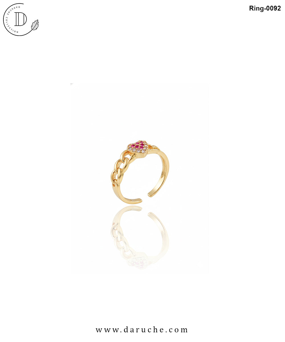 Heart Chain Zirconia Adjustable Ring