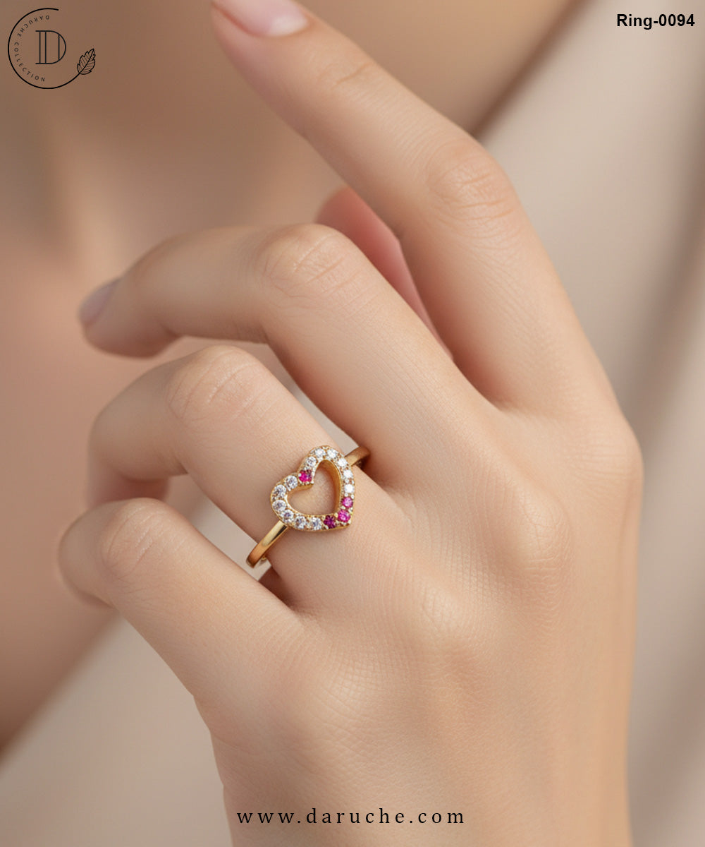 Heart Zirconia Adjustable Ring