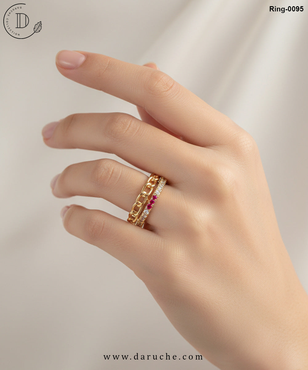 Chain Style Zirconia Adjustable Ring