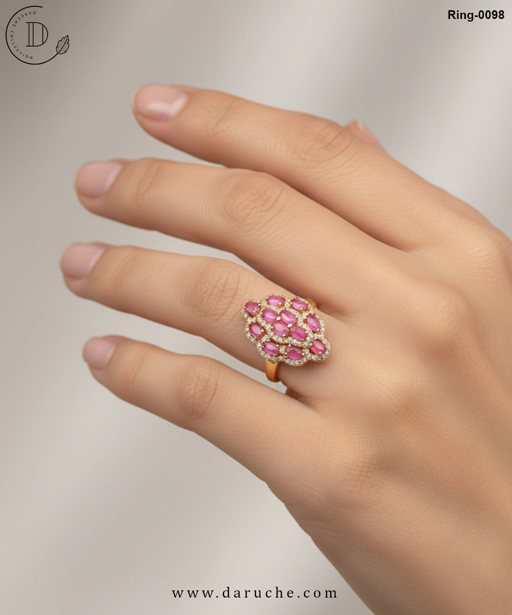 Pink Cubic Zircon Adjustable Ring