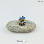 Floral Navy Zircon Adjustable Ring