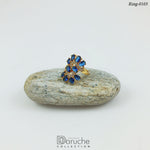 Floral Navy Zircon Adjustable Ring