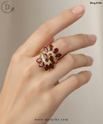 Floral Berry Brown Stone Adjustable Ring
