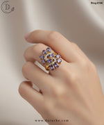 Floral Purple Stone Adjustable Ring