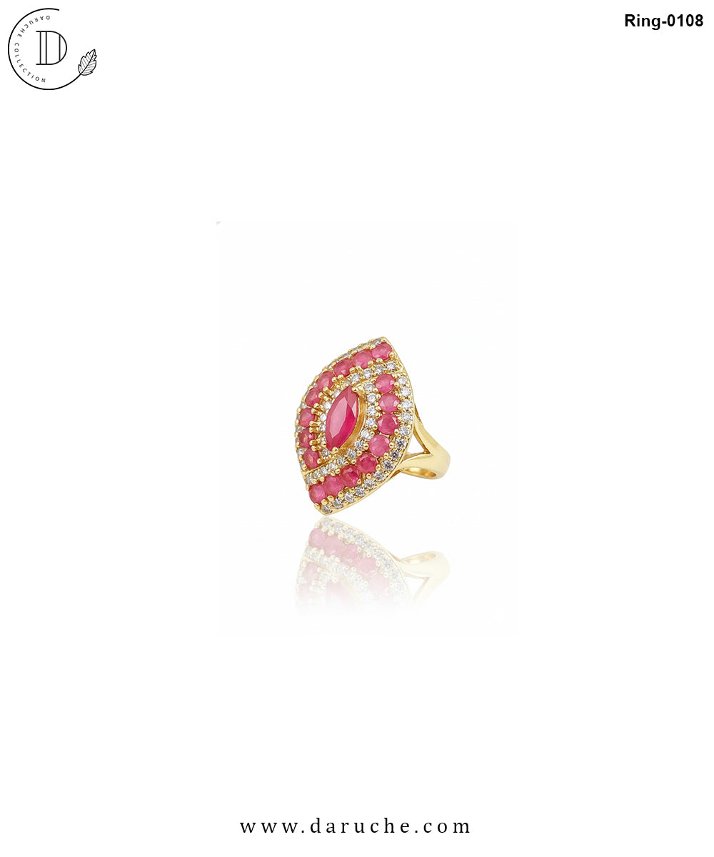 Crossover Pink Zircon Adjustable Ring
