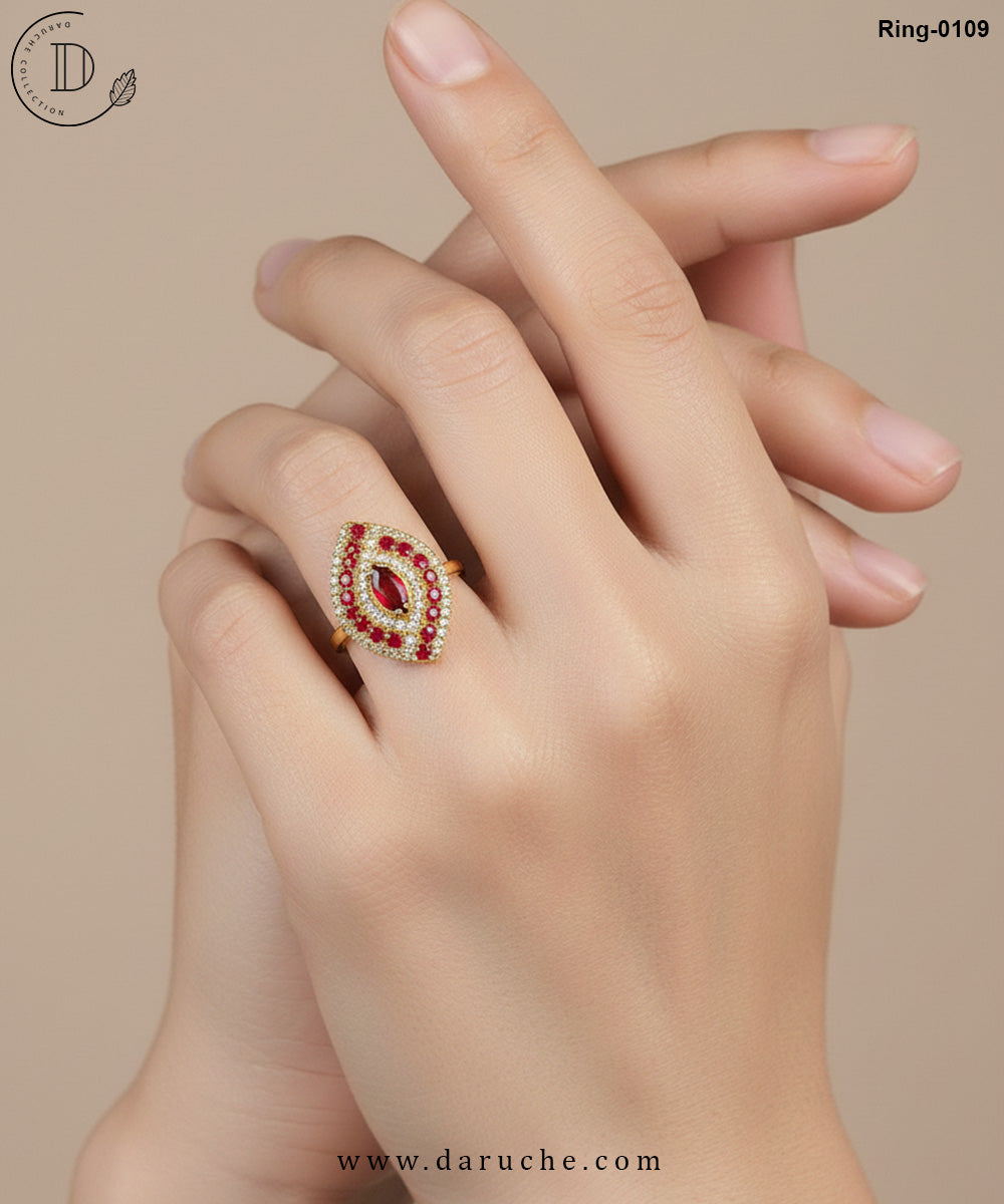 Crossover Berry Brown Zircon Adjustable Ring