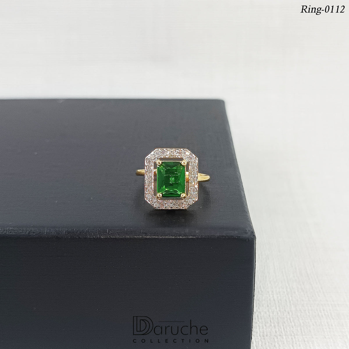 Stunning Green American Diamond Adjustable Ring