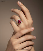 Red Diamond Cut Adjustable Ring