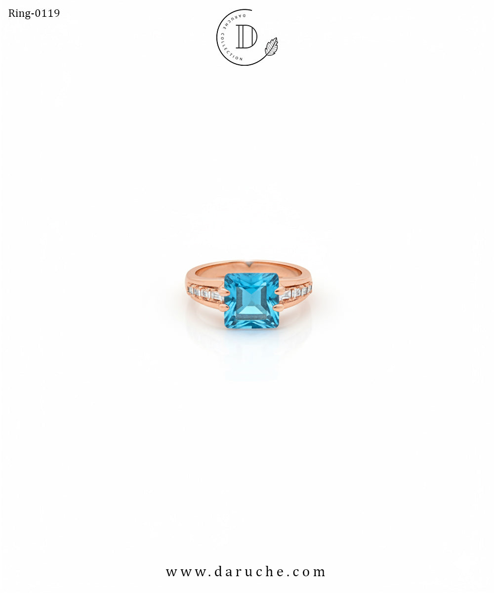Aqua Square Adjustable Ring