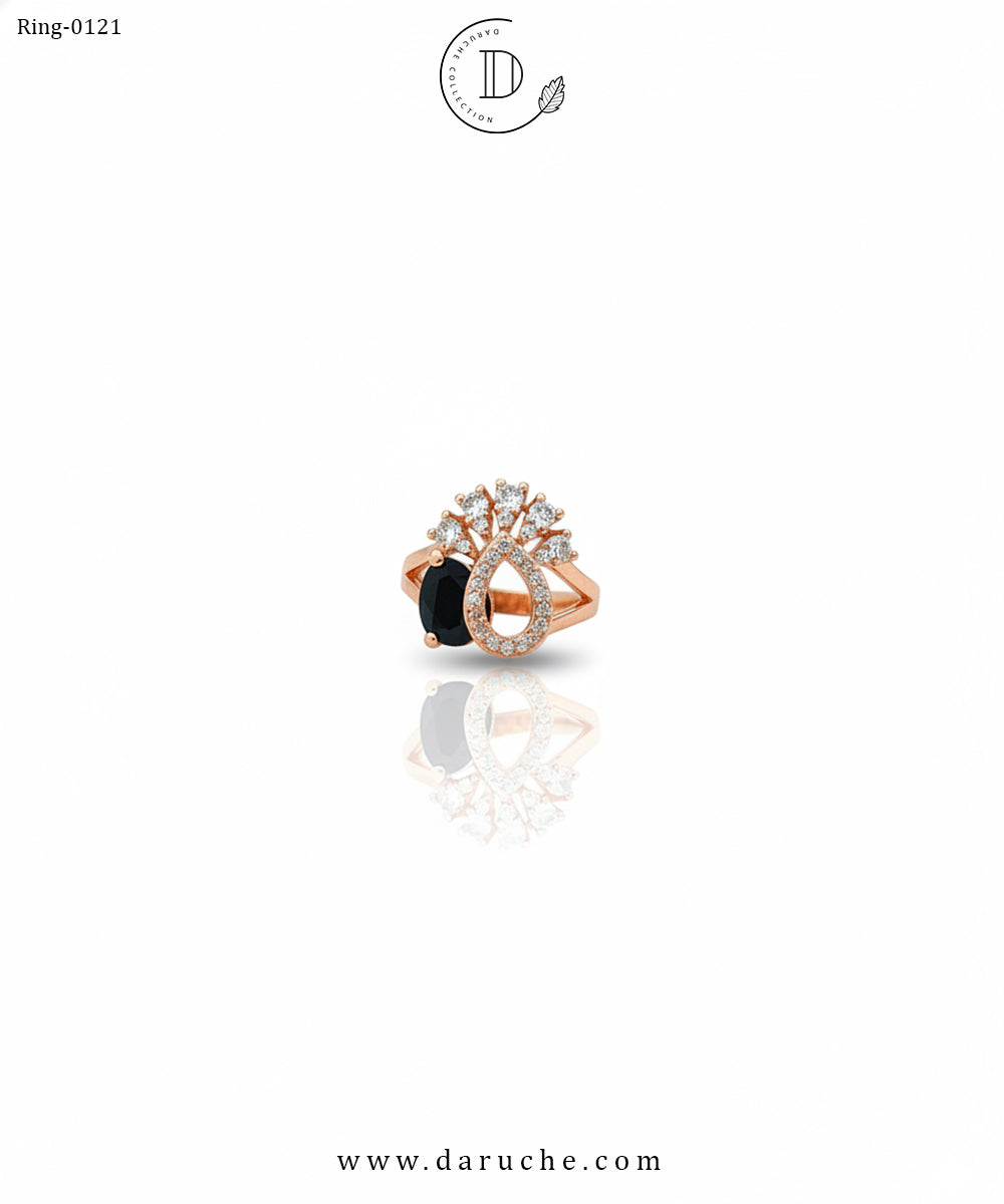 Black Blossom Adjustable Ring